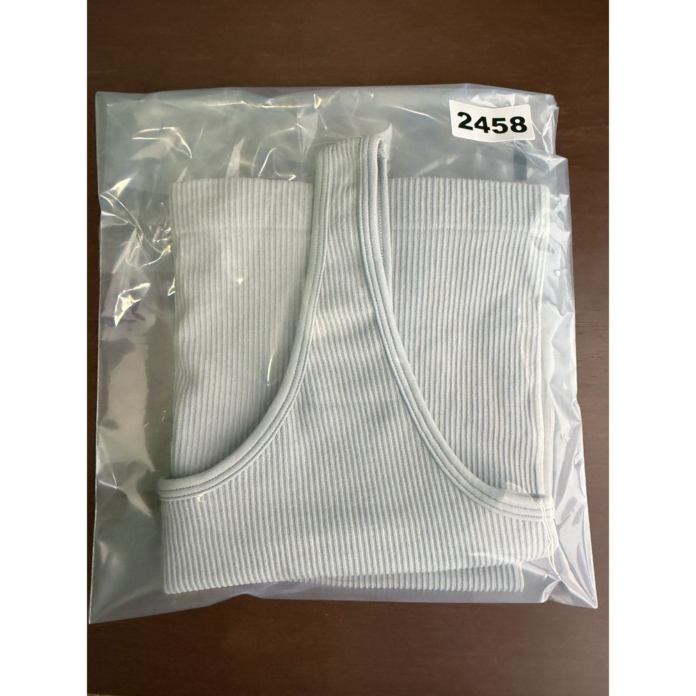 OQQ Seamless Ribbed Cropped Tank Top Large Gray NWOT - Picture 6 of 6